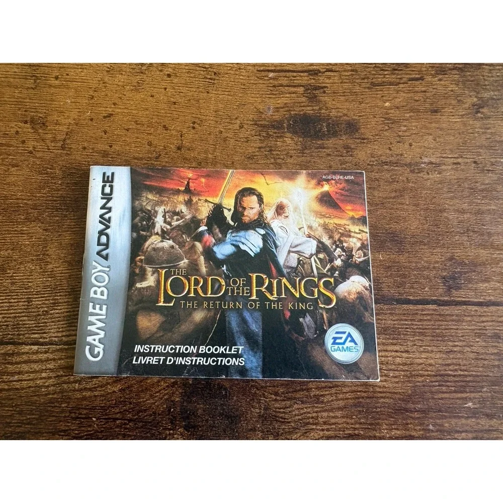 Lord of the Rings Return of the King for Gameboy Advance REPLACEMENT MANUAL.